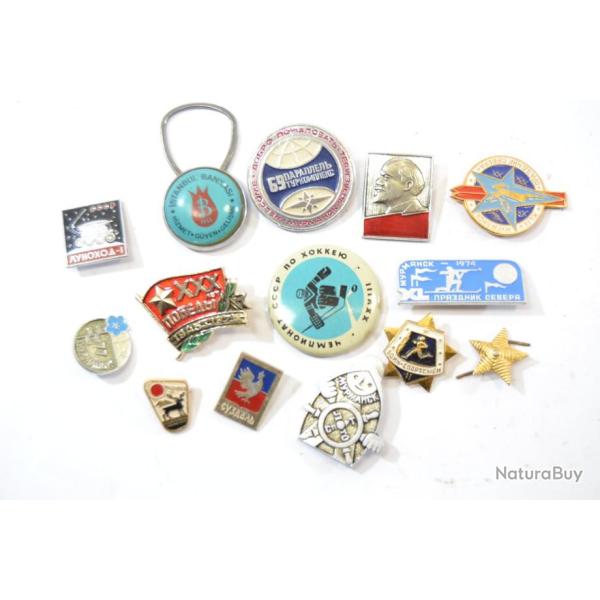 Lot d'insignes patriotiques et �v�nementiels URSS Russie, L�nine, sport, jeux olympiques ?