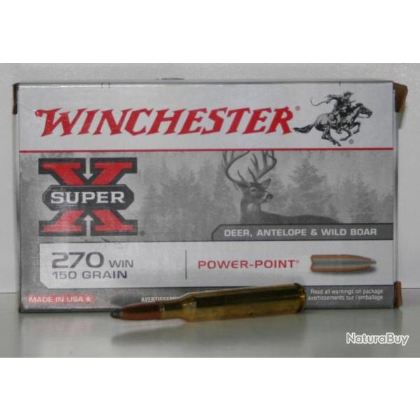 MUNITIONS WINCHESTER POWER POINT 150GR CAL. 270WIN X20