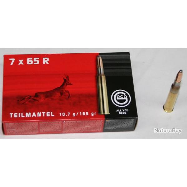 MUNITIONS GECO DEMI BLINDEE 165GR CAL. 7X65 R X20