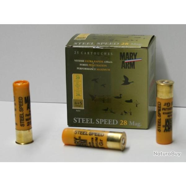 CARTOUCHE MARY ARM STEEL SPEED 28GR CAL. 20/76 PLOMBS DE 4+5 X25