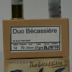 CARTOUCHE JOCKER DUO BECASSIERE 37GR BOURRE JUPE PLOMBS DE 8/10 CAL. 12/70 X10
