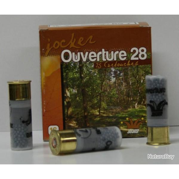 CARTOUCHE JOCKER OUVERTURE 28 28GR BOURRE GRASSE PLOMBS DE 7 CAL .16/67 X25