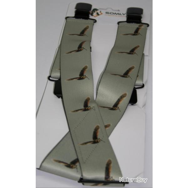 BRETELLES LARGES CREME MOTIF BECASSE