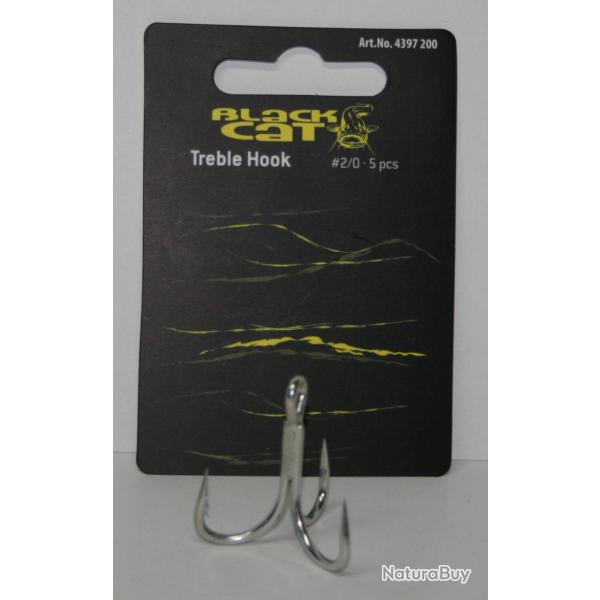 HAMECON TRIPLES BLACK CAT ETAIN TREBLE HOOK BLACK CAT 2/0 5 PIECES