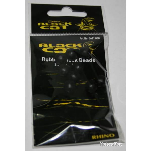 RUBBER SHOCK BEADS 10MM BLACK CAT 10 PCS