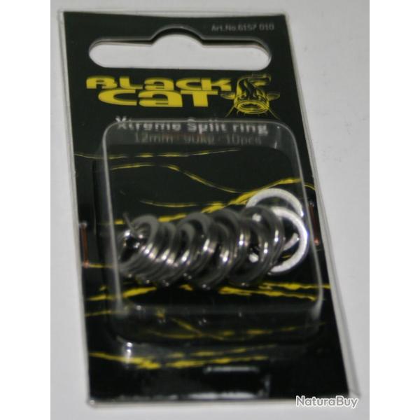 XTREME SPLIT RING BLACK CAT 12 MM 90 KG 10 PIECES