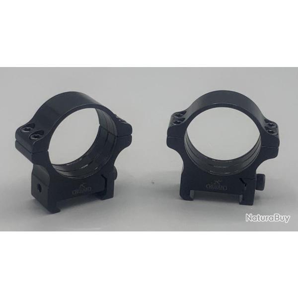 Colliers Acier Fixes Rusan - Rail WEAVER / picatinny - BAS (8 mm) - diam�tre 30mm