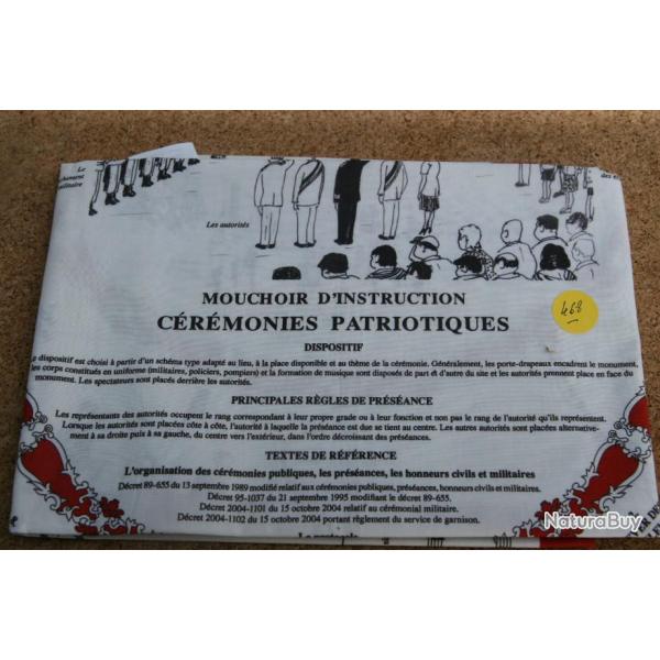 MOUCHOIR  D 'INSTRUCTION   CONCERNANT     LES CEREMONIES PATRIOTIQUES