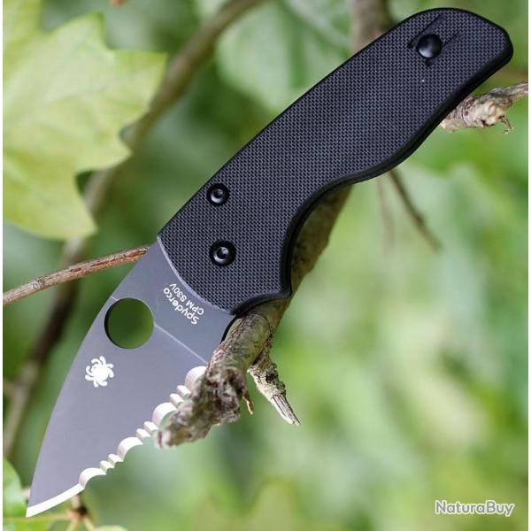 Couteau Spyderco Lil' Native Compression Lock Acier CPM S30V Serr Manche G-10 Made USA SC230GSBBK -