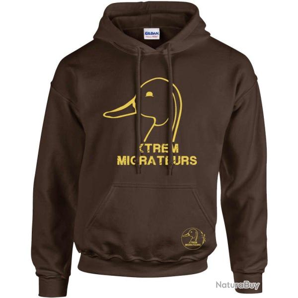 Sweat capuche marron XTREM MIGRATEURS