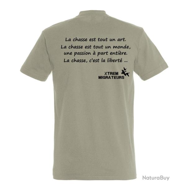 Tee shirt gris philosophie de la chasse XTREM MIGRATEURS