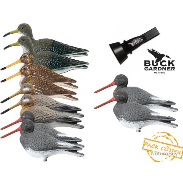 Pack appeau et 10 appelants pie, chevalier combattant, barge, b�cassine magnum