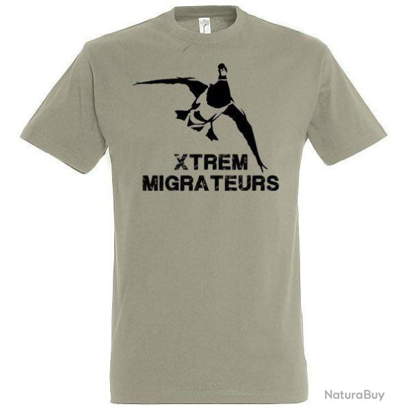 Tee shirt gris vert colvert XTREM MIGRATEURS