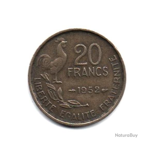 Pi�ce de Monnaie France  20 francs G. Guiraud 1952