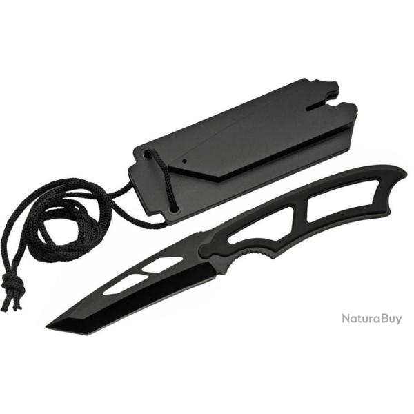 Lot de 3 Couteaux de Cou Tanto Lame Acier Inox Manche ABS Etui Nylon CN11430BK