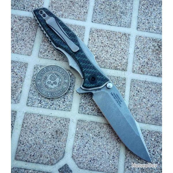 Couteau Zero Tolerance Hinderer Lame Acier CPM-20CV Manche Titane/Fibre Carbone USA ZT0393GLCF