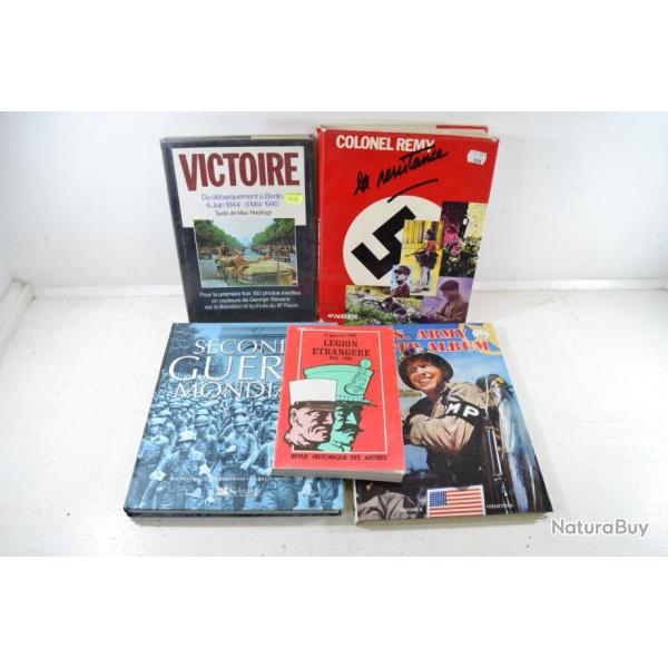 Lot de 5 livres, Deuxi�me Guerre Mondiale, L�gion Etrang�re, US ARMY photo album, la R�sistance WW2