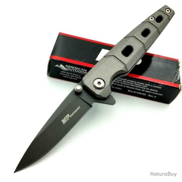 Couteau Smith&Wesson M&P Bodyguard Lame Acier 8Cr13MoV Manche Aluminium SW1100068
