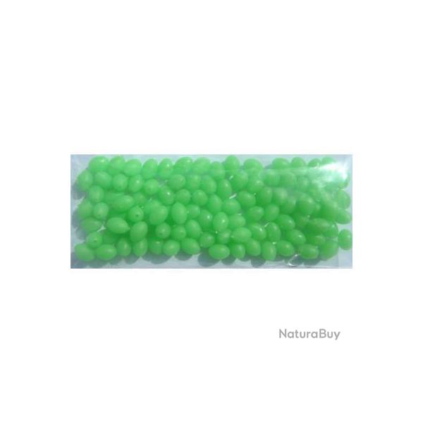 100  perles ovale  8 mm x 6 mm phosphorescente pour montage ligne peche en mer