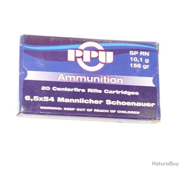 Boite de 20  munitions 6.5x54 Manlicher Schoenauer mauser SP/RN 156 gr