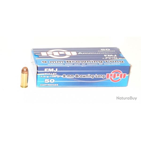 Boite de 50 munition  CAL. 9mm Browning long 108 gr