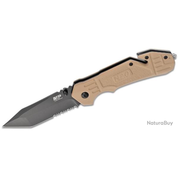 Couteau Smith&Wesson M2.0 M&P Rescue Lame Tanto Acier 8Cr13MoV Serrat Manche OD Green SW1100076