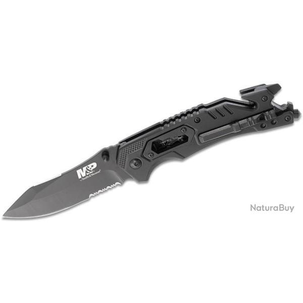 Couteau Smith&Wesson M&P MultiTools Lame Acier 8Cr13MoV Serrat Manche Plastique SW1100078