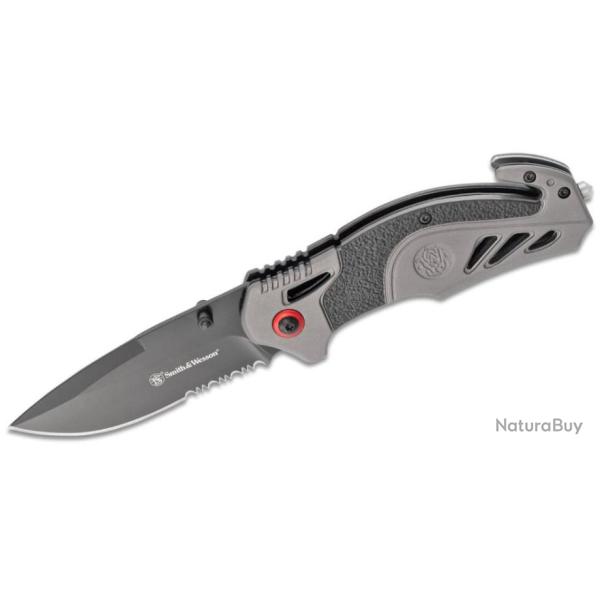 Couteau Smith&Wesson Rescue Lame Acier 8Cr13MoV Serrat Coupe Ceintures Brise Vitres SW1100038