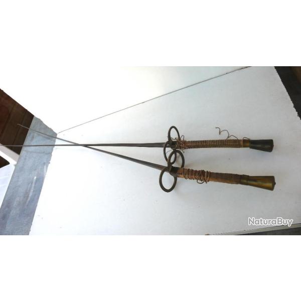 PAIRE DE FLEURETS DE DUEL  XIX �me MARQU�S "LOUIS ROCHETIN  St �TIENNE  Lg  107 cm  DANS L' �TAT