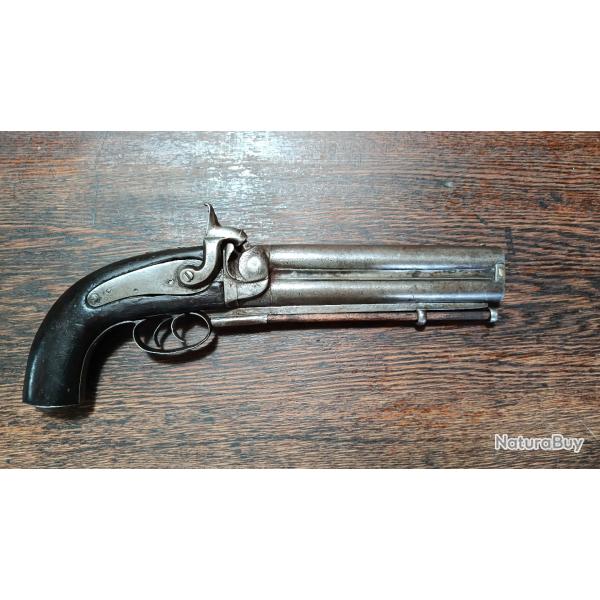 Fort pistolet � percussion - Double canons superpos�s - Officier vers 1850 - EM