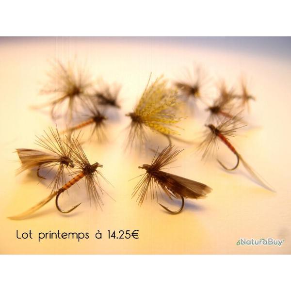 Lot de 12 mouches s�ches - sp�cial truite aux printemps