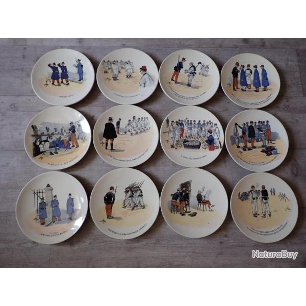 Lot de 12 assiettes Sarreguemines UC Mon R�giment - Complet et en excellent �tat