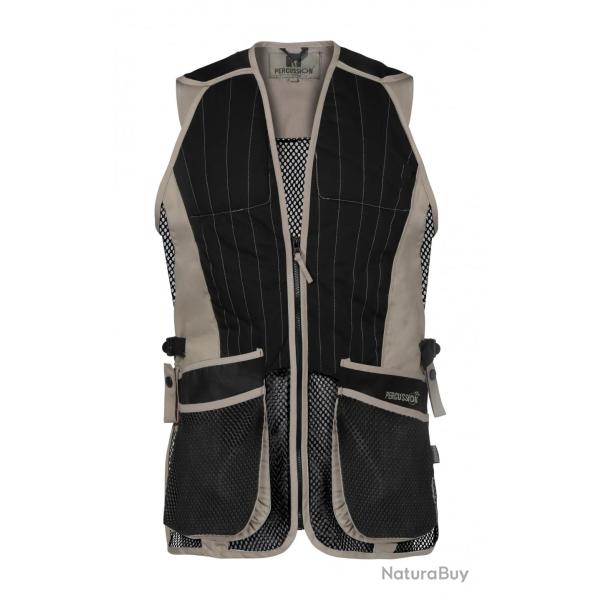 Gilet Ball Trap Noir Et Beige Percussion-XXXXL