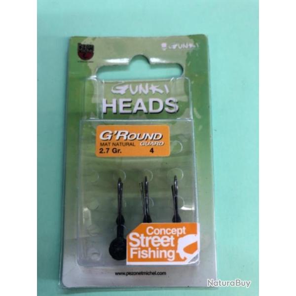 3 t�te plomb�e g round guard 2,70 gr gunki heads p�che carnassier