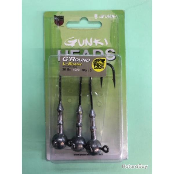 3 t�te plomb�e g round pike 20 gr hame�on 10/0 long s brut gunki p�che MER