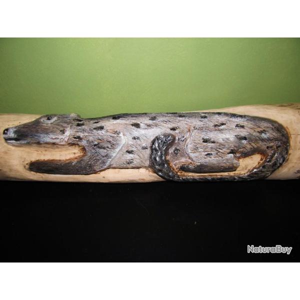 sculpture bois,genette inspiration Egypte ancienne