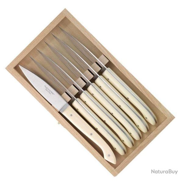 Coffret 6 couteaux steak "Capucin" cr�me [Claude Dozorme]