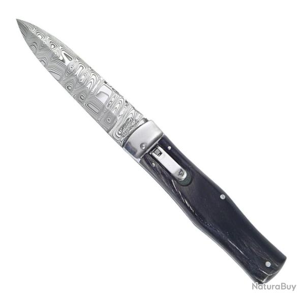 Couteau automatique "Predator 241DR" damas / corne de buffle [Mikov]
