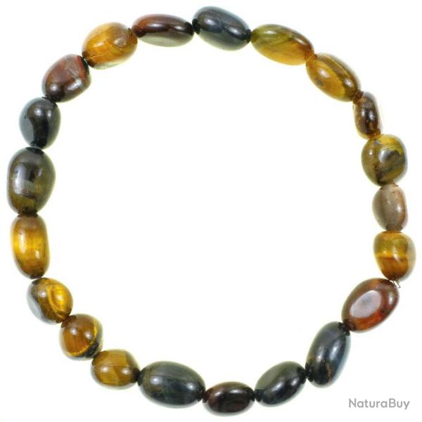 Bracelet en oeil de tigre et oeil de faucon - Perles pierres roul�es