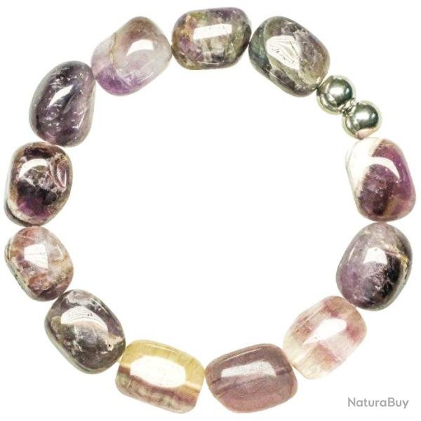 Bracelet en fluorite violette - Grosses perles roul�es 1.5 cm