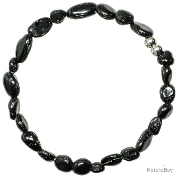 Bracelet en tourmaline noire - Perles roul�es 5 � 8 mm