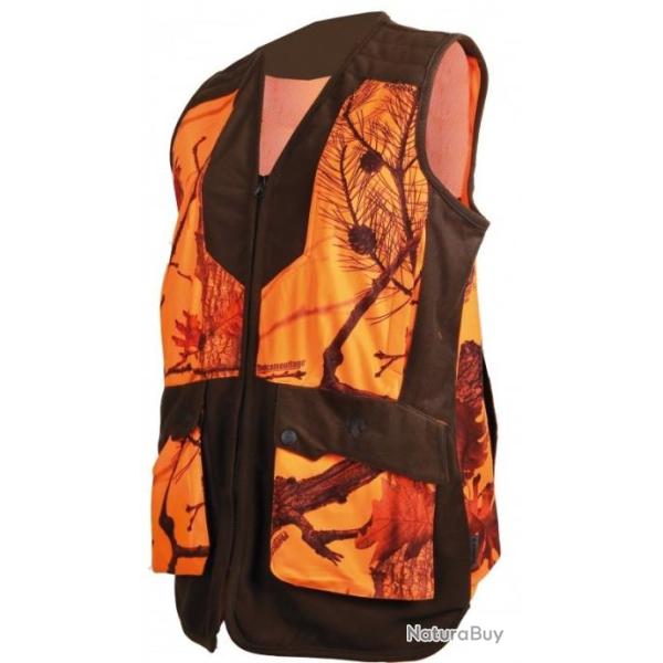 Gilet de chasse femme camo orange Somlys