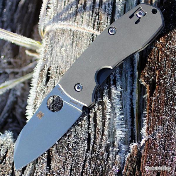 Couteau Spyderco Techno 2 Titanium Lame en Acier CTS-XHP Manche en Titane SC158TIP2