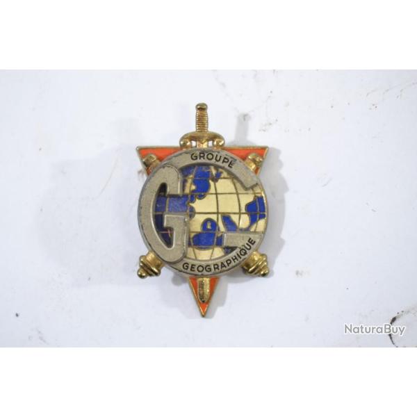 Insigne Groupe Gographique, Delsart, dos lisse avec fixation pingle  bascule G2739