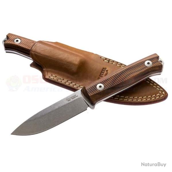 Couteau LionSteel Bushcraft B40 Lame Acier Sleipner Manche Santos Wood Etui Cuir Made Italy LSTB40ST