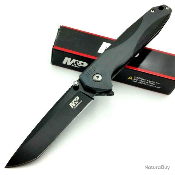 Couteau Tactical Tanto Smith&Wesson M&P M2.0 Lame Acier 8Cr13MoV Manche Aluminium SW1100080