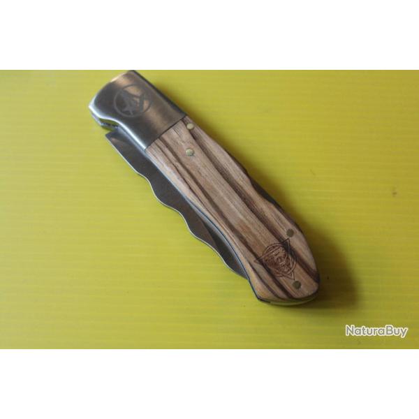 COUTEAU "A POMPE"  MANCHE EN BOIS