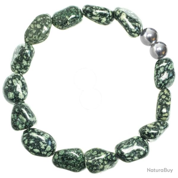 Bracelet en porphyre imp�rial vert - Perles pierres roul�es