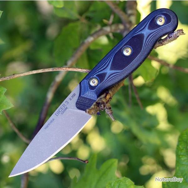 Couteau Tops Dicer 3 Paring Lame Acier CPM-S35VN Manche Micarta/G-10 Etui Kydex Made In USA TPDCR301