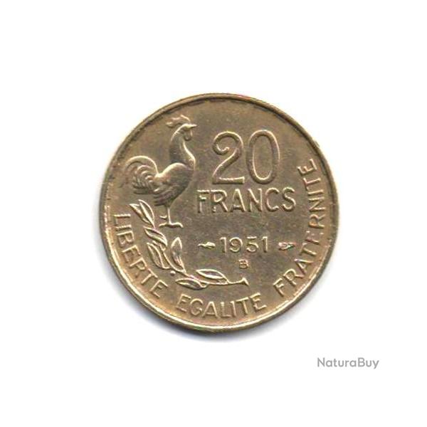 Pi�ce de Monnaie France  20 francs G. Guiraud 1951 Beaumont Le Roger